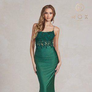 NEW OFF SHOULDER SLEEVELESS SHEATH EMBROIDERED DRESS WITH ZIPPER BACK NX E1186